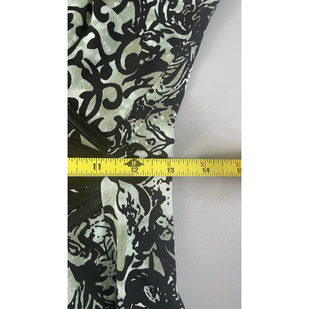 Connected Apparel Paisley Y2K Midi Shift Dress Floral Green Black Women's Size 6 - Picture 12 of 12